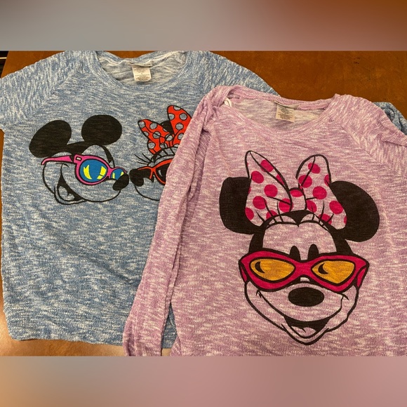 Bundle 2 Disney Parks Sweaters Size Medium Mickey and Minnie Mouse Purple & Blue - Picture 1 of 7